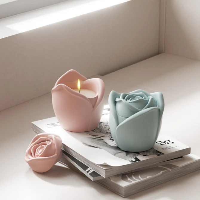 Rose Blossom Candle Jar Mold