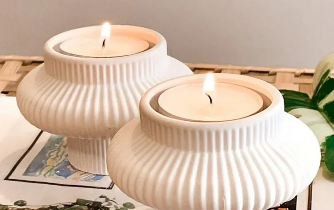 Scandinavian Ribbed Ceramic Candle Holder Scandinavian Ribbed Ceramic Candle Holder