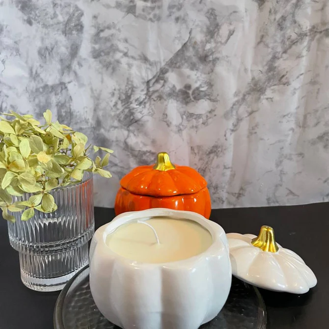 Autumn Pumpkin Ceramic Jar Candle